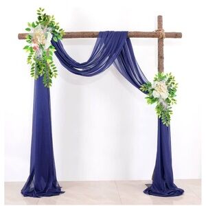Navy blue wedding arch flowy fabric
